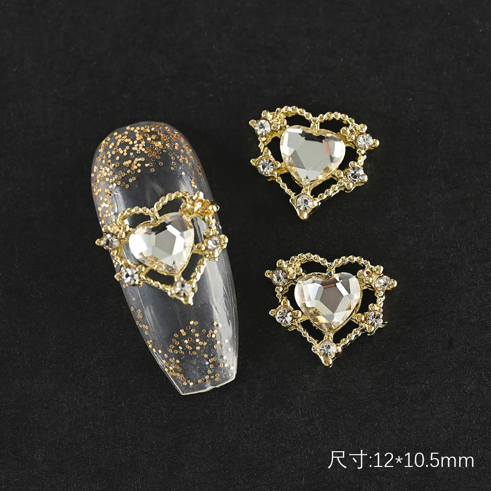 5/10pc Luxury Crystal Pink Heart Nail Art Charm 3D Love Shape Nail Rhinestones Diamond Shine Valentine's Day Manicure Decoration