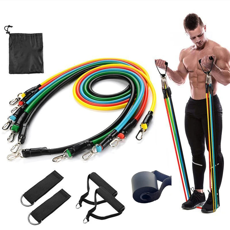 1/11pc TPE Resistance Band Set Fitness Band Pull Rope Elastic Training Band With Door Anchor Handles Carry Bag Legs Ankle Straps