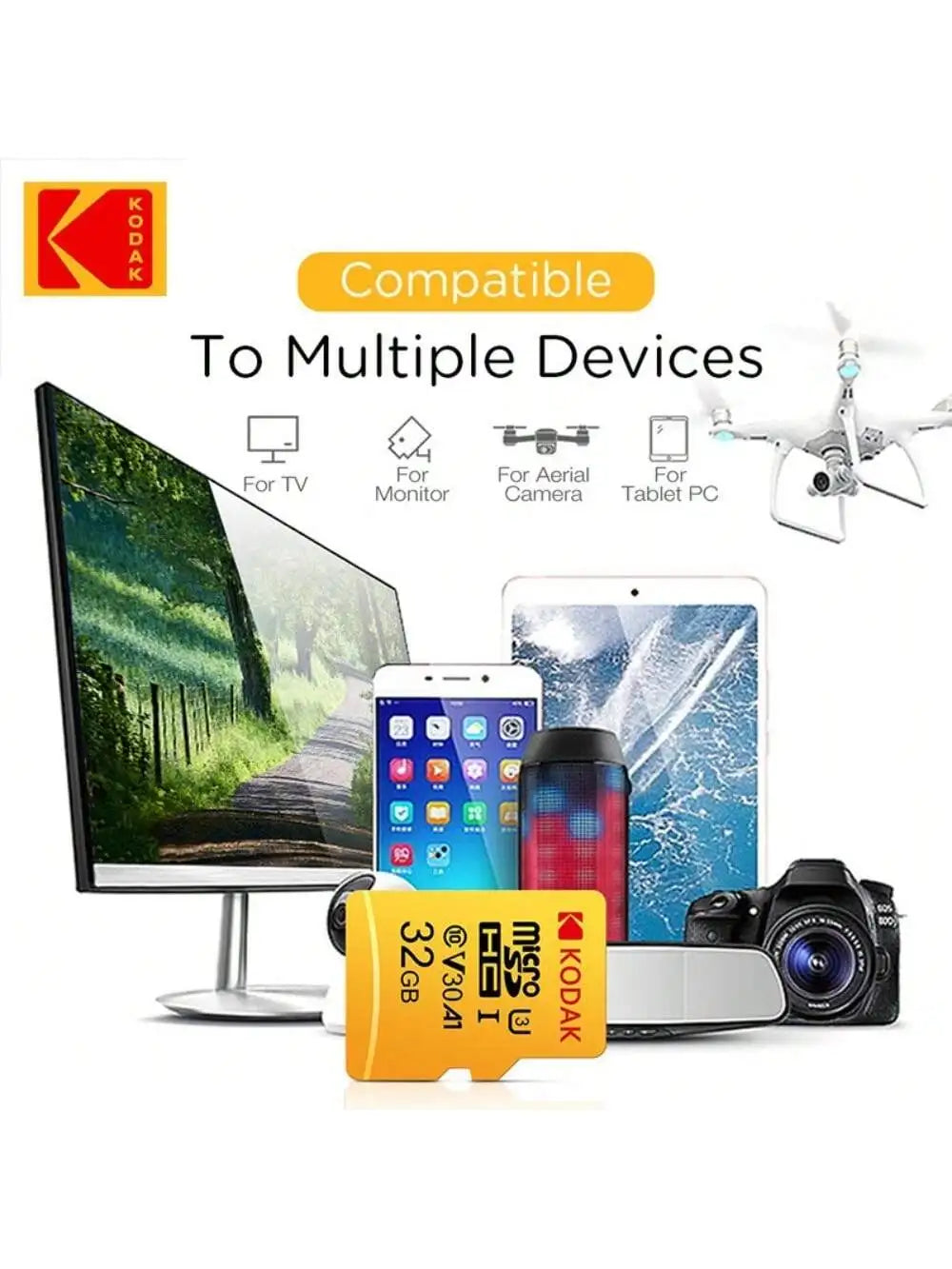 Kodak  Micro SD32GB-256GB Memory Card - High Speed Class 10 U3 UHS-I for Smartphones, Digital Cameras, Tablets and Drones