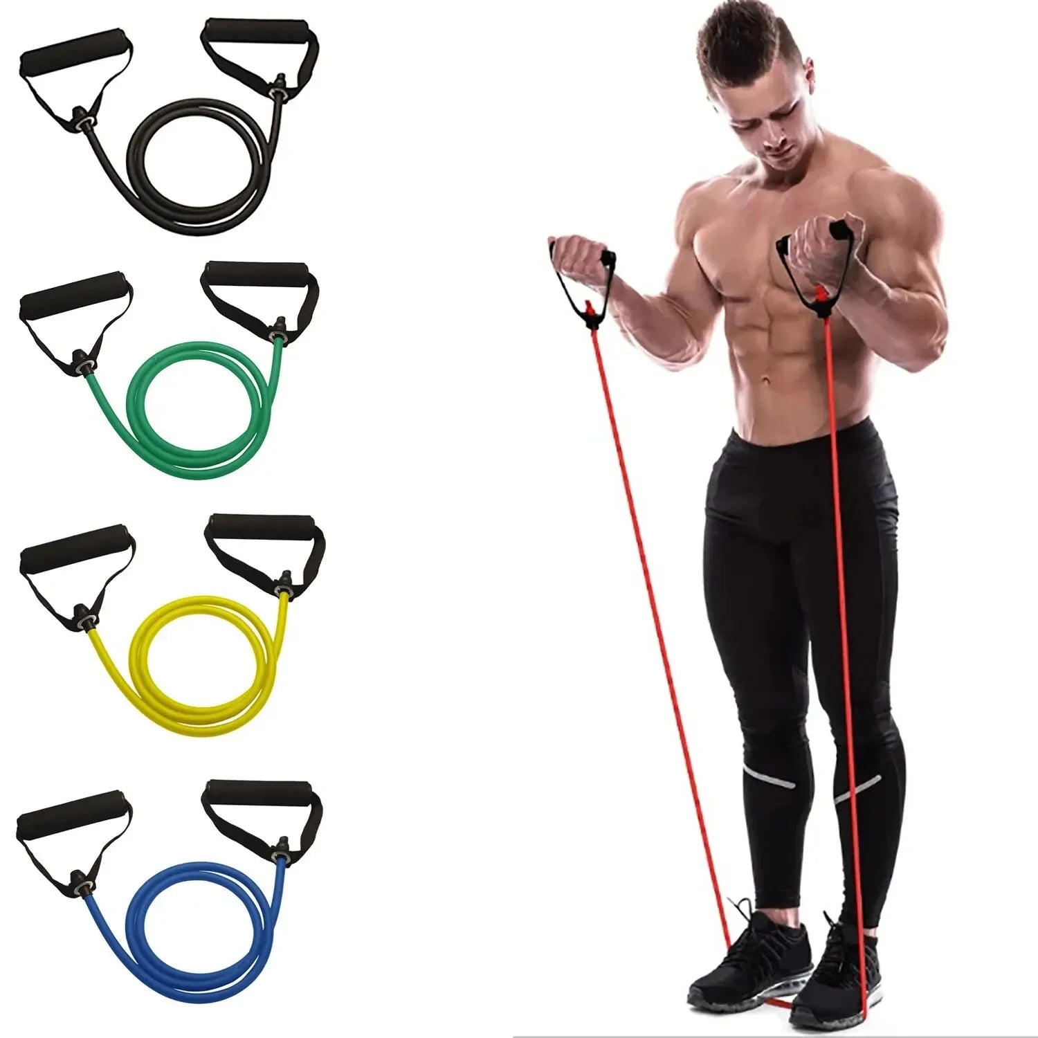 Resistance Bands With Handles, Home Workout Bands for Men Women, Exercise Strength Training Equipment with Handle for Fitness Gym