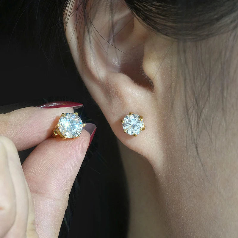 Promotion Moissanite Earrings for Women Pass Diamond Test Pen 100%  With Certificate Ear Studs 925 Sterling Silver Fine Jewelry