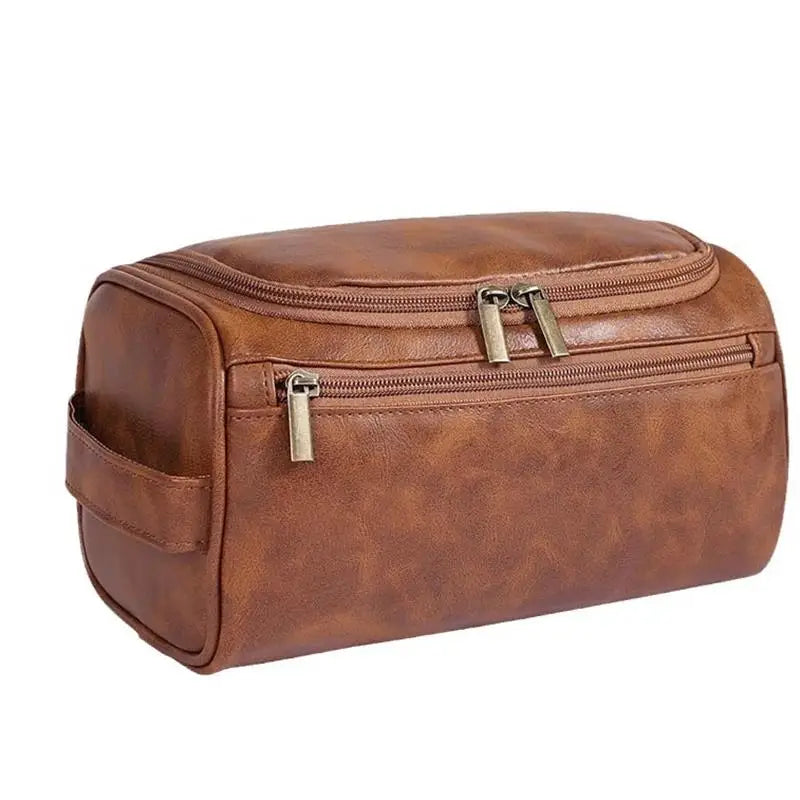 HOMEFISH Men PU Vintage Luxury Toiletry Bag Travel Necessary Business Cosmetic Makeup Cases Male Hanging Storage Organizer Wash