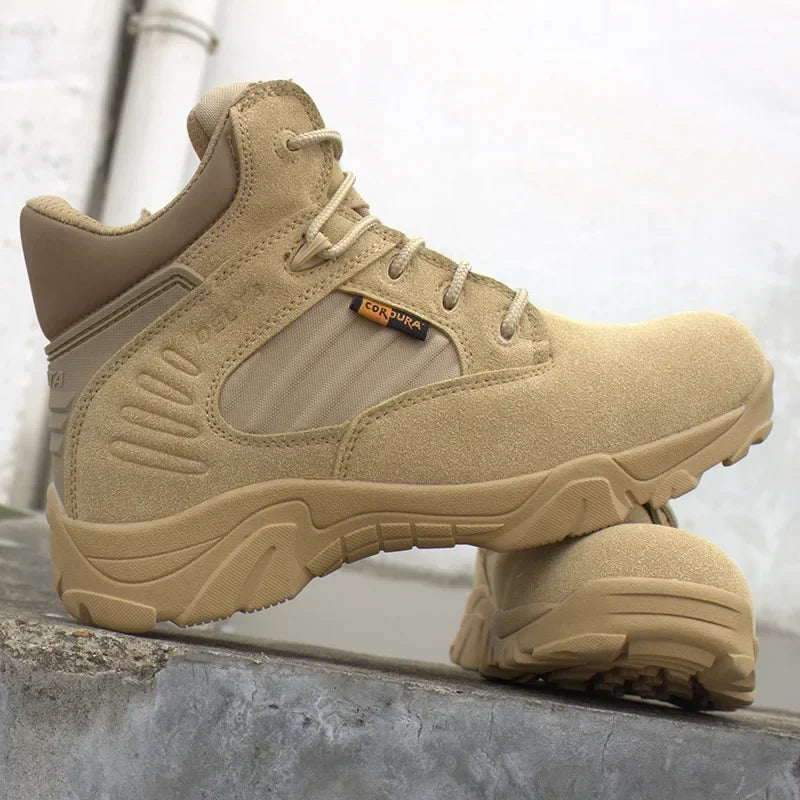 Winter Men Tactical Boots Waterproof Genuine Leather Lace Up Black Desert Combat Ankle Boots Men's Work Shoes