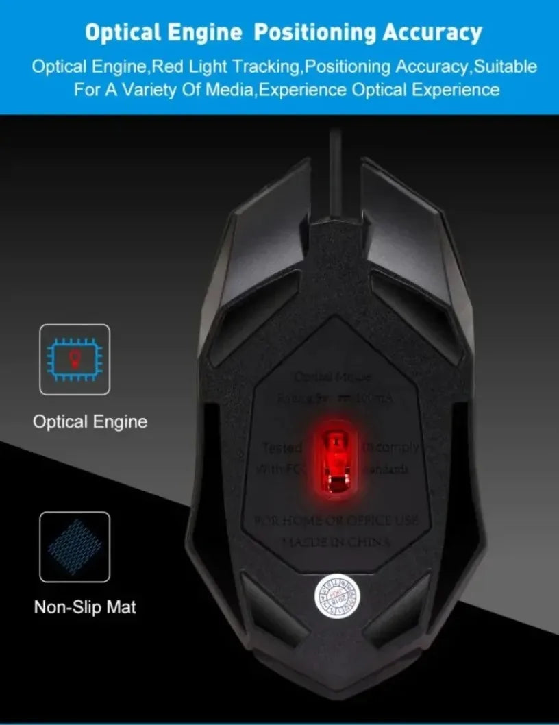 USB LED Colorful Luminous Button Gaming Mouse Wired Mouse For PC Gamer Computer Desktop Laptop Mice DPI1200 RGB Ergonomic Mouse