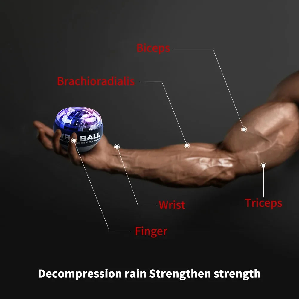 Self-Starting LED Gyro Ball Wrist Power Trainer Grip Strengthener Fitness Gyroscopic Ball for Arm Muscle Exercise Stress Relief