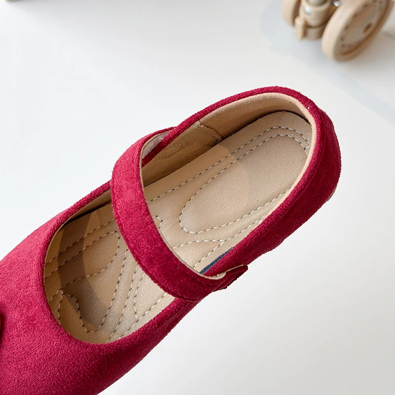 Spring Girl's Casual Shoes Round Toe Hook-loop Shallow Chic Kid's Flat Shoe Solid Colors Anti-slip Daily All-match Children Shoe