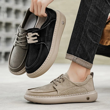 2025 New Lace Up Sneakers Breathable Mesh Cushioned Sole Lace Up Low Cut Thick Soled Casual Shoes for Men Promotion Cowboy Boots