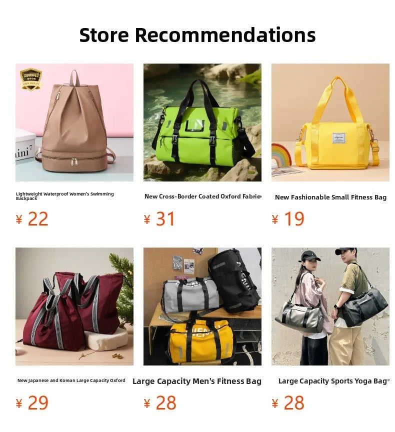 Large Capacity Fitness Bag Women's Handheld Oxford Cloth Yoga Sports Bag Fashionable Luggage Bag Wet And Dry Separation Can P...