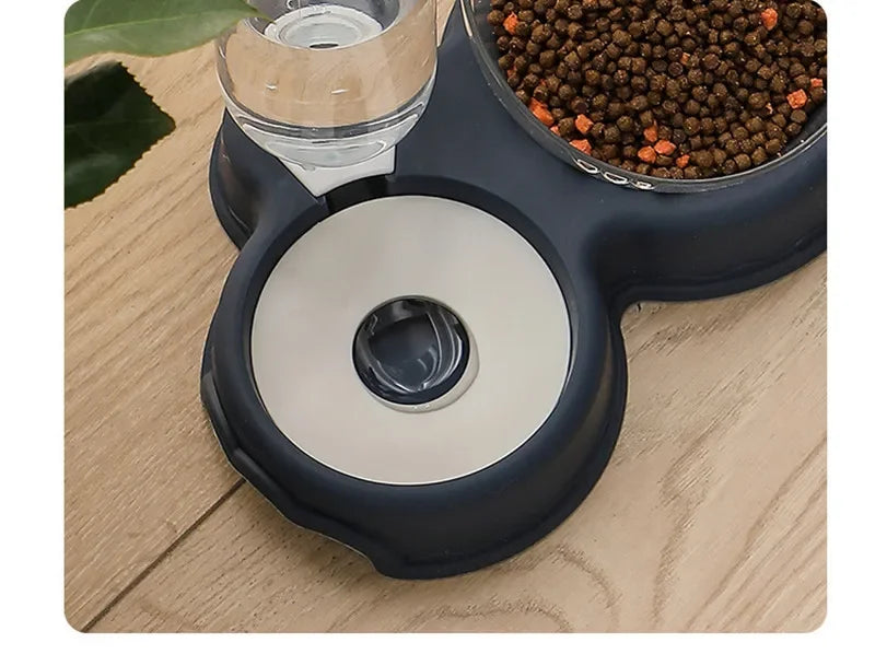 Pet Cat Bowl Automatic Feeder Water Dispenser Dog Cat Food Bowl with Drinking Raised Stand Double Dish Bowls for Cats Dogs Pet