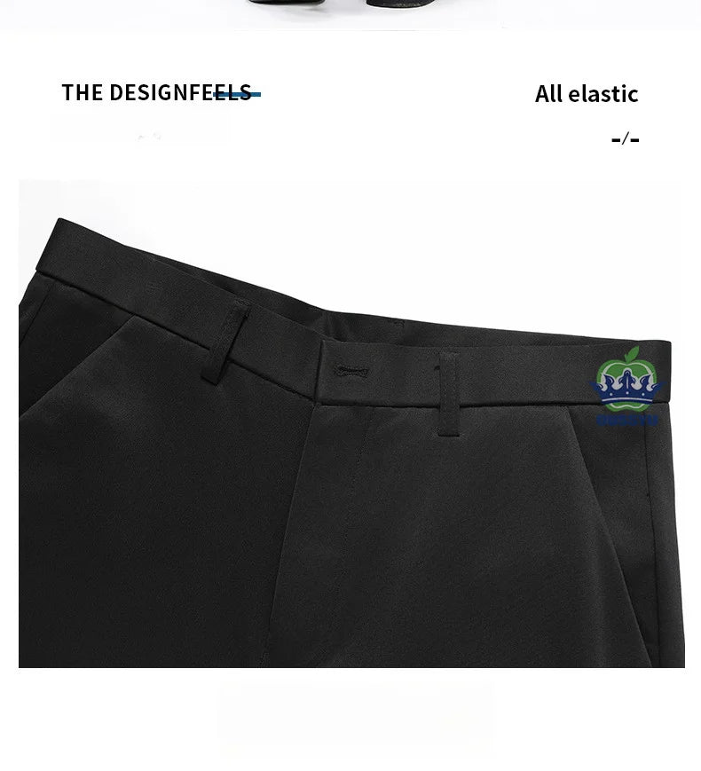 Brand Clothing Summer Thin Men's Stretch Suit Pants Business Slim Straight Work Office Black Formal Trousers Men Plus Size 40