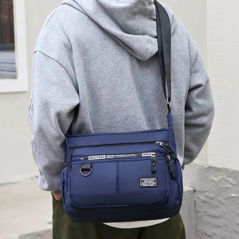 Men's Cross-Body Bag with Multi-Layered Pockets, Adjustable Shoulder Strap, Business Single-Shoulder Bag