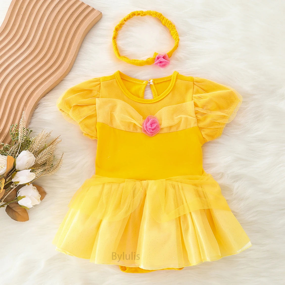 Baby Girls Costumes Kid Romper Tutu Dress with Headband Infant Baby Girl Princess Alice Clothes Aurora Belle Dress Party Costume