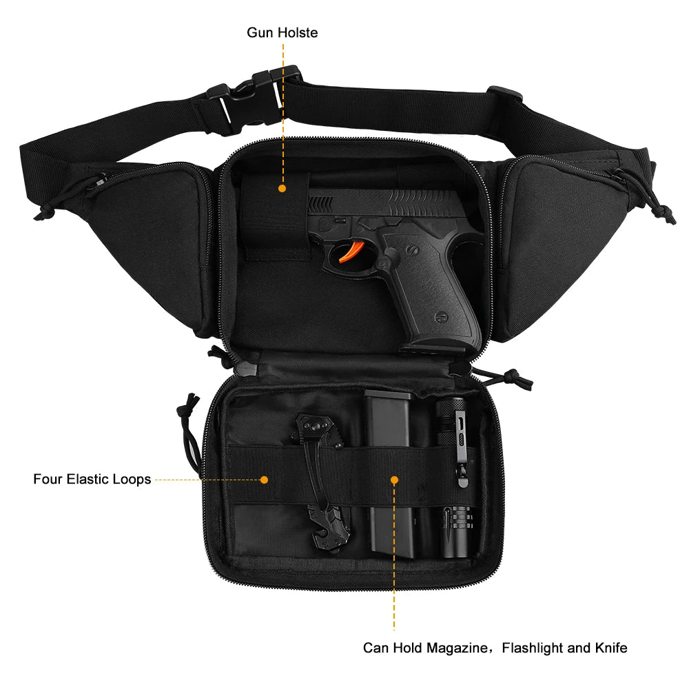 Outdoor MOLLE Fanny Pack, Gun Holster for Multiple Models, Compact & Secure Fit for Utility Accessories