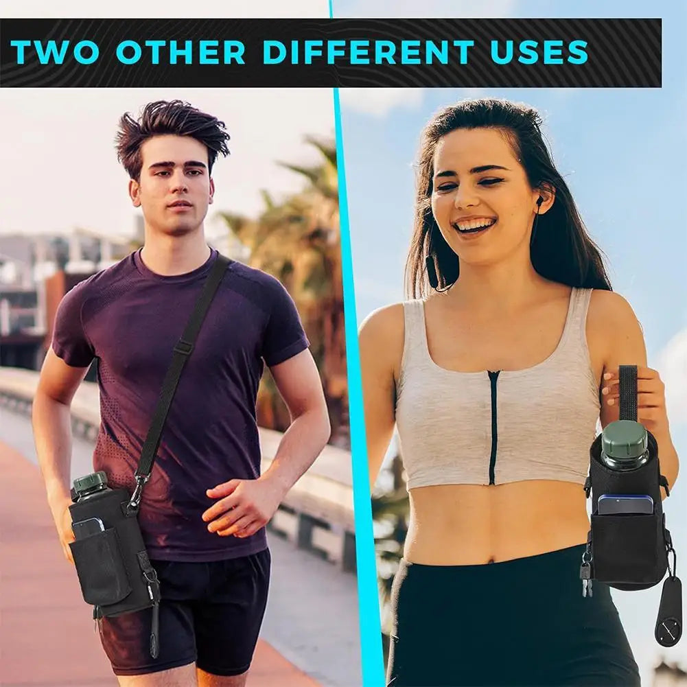 Magnetic Sling Bottle Bag with Shoulder Strap Water Bottle Holder Phone Holder for Men Women Workout Fitness Travel Outdoor