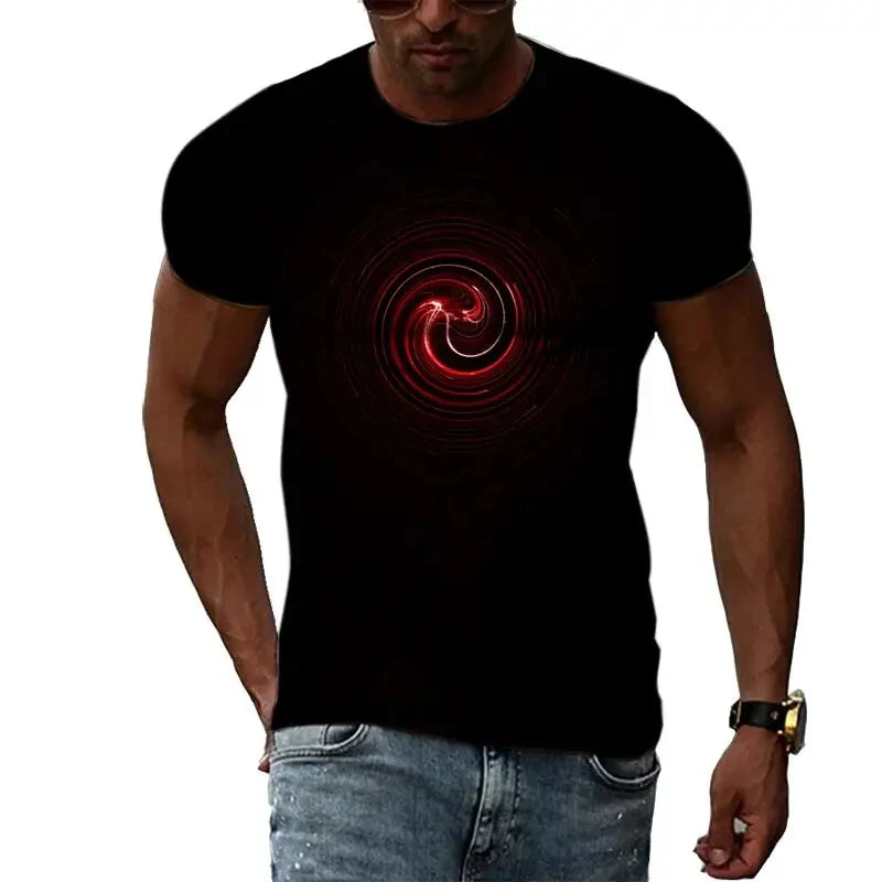 Fashion Men's T-shirt Multidimensional Graphic Tee For Men Casual 3D Print Harajuku Personality Round Neck Short Sleeve Top