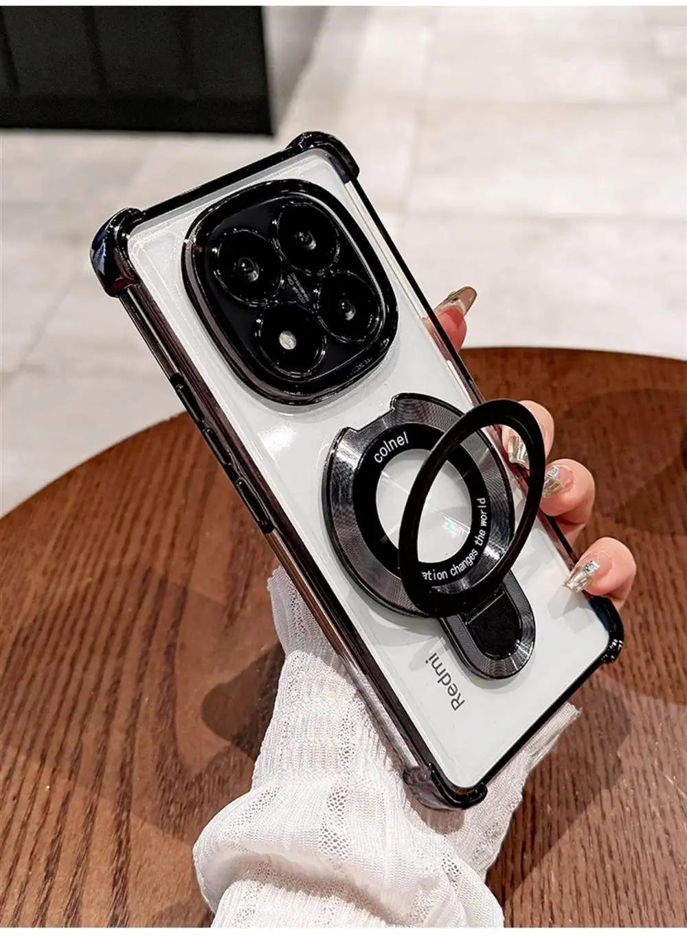 For Redmi Note 15 Pro and Note 15 Pro Plus Case Magnetic Holder Plating Airbag Transparent Camera Protection Shockproof Cover