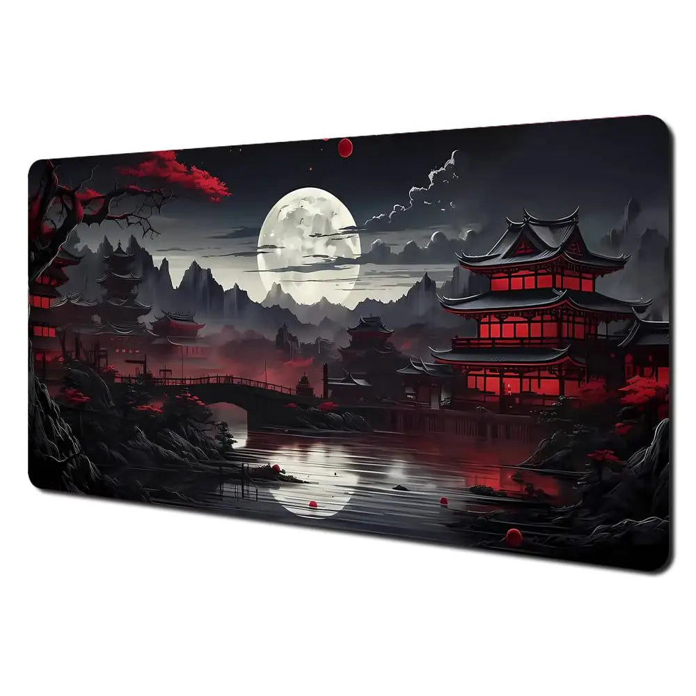 Red and Black Art Landscapes Large Mouse Pad Anti-Slip Durable Desk Mat Offices Accessories Keyboard Mouse Mat Tapis De Bureau