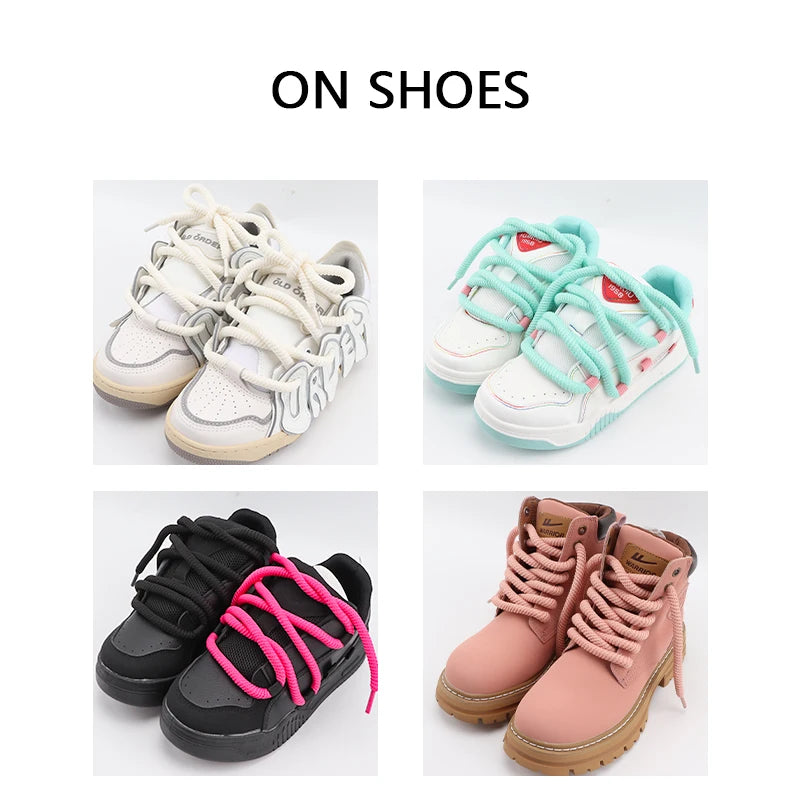 1 Pair 10mm Thick Round Shoelaces for Sneakers Running Sports Shoe Laces 100/120/140/160CM Shoelaces for Shoes Accessories