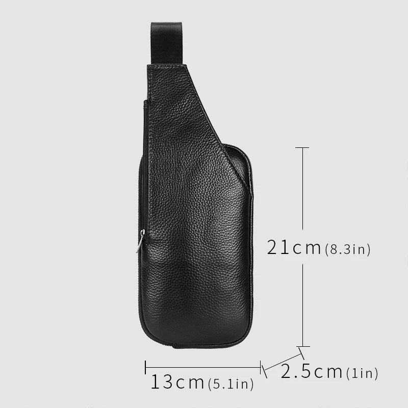 Small Leather Sling Crossbody Chest Bag Lightweight Daypack Slim Anti-Theft Cross Body Bag Over Shoulder Backpack Pack Man Woman