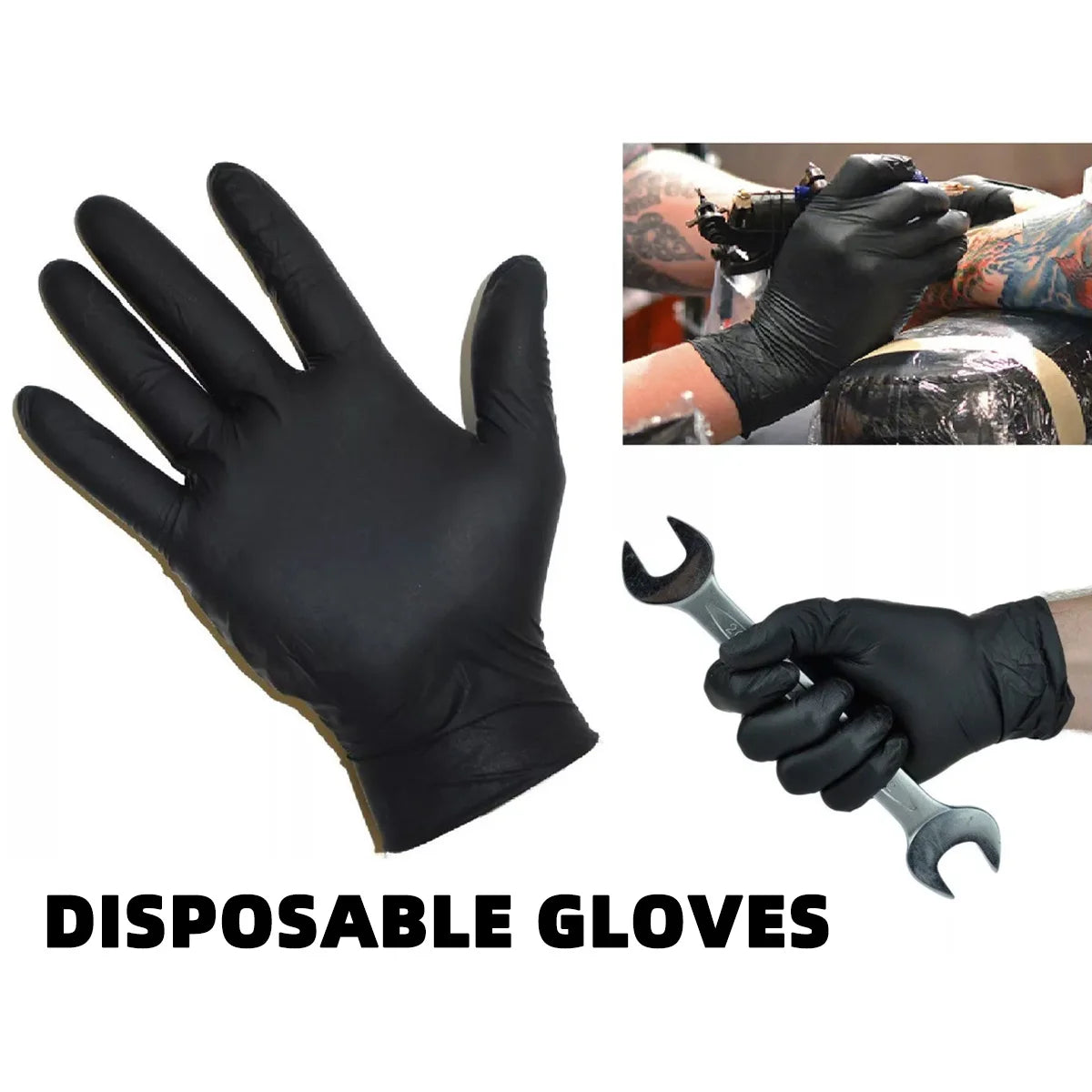 10/20/50/100PCS Bagged Disposable Gloves Black Disposable Gloves Household Kitchen Cooking Tools Car Wash Household Cleaning