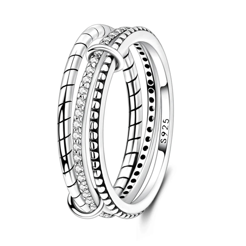 Rings For Women 925 Silver Sparkling Zircon Minimalist Geometric Star X Rings Romantic Wedding Engagement Valentine Jewelry Gift