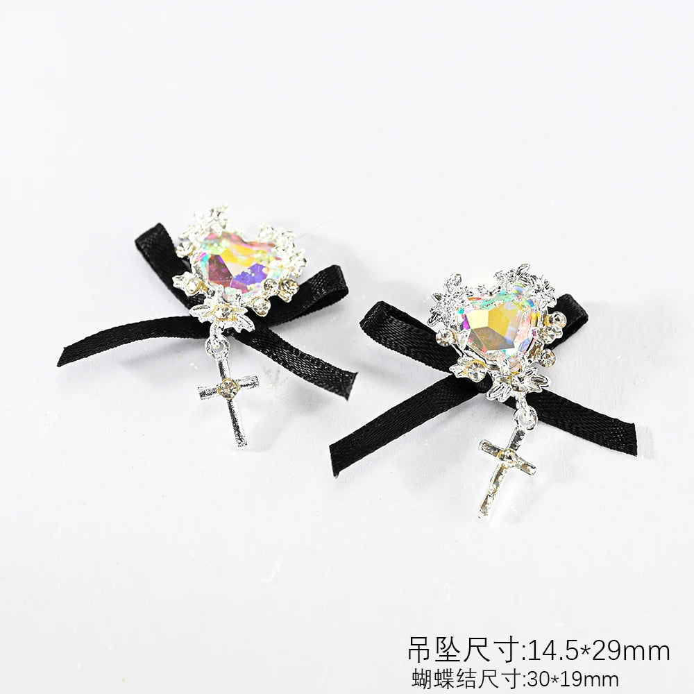 5/10pc Luxury Crystal Pink Heart Nail Art Charm 3D Love Shape Nail Rhinestones Diamond Shine Valentine's Day Manicure Decoration