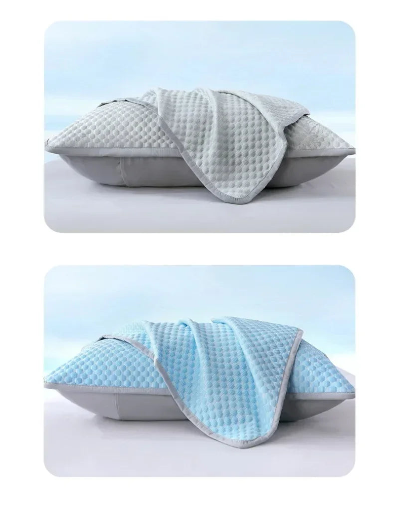 Summer Cooling Pillowcase Solid Color Ice Bean Bean Pillowcase Cool Feeling Air Conditioning Cover Washable  (No Pillow) 48x74cm
