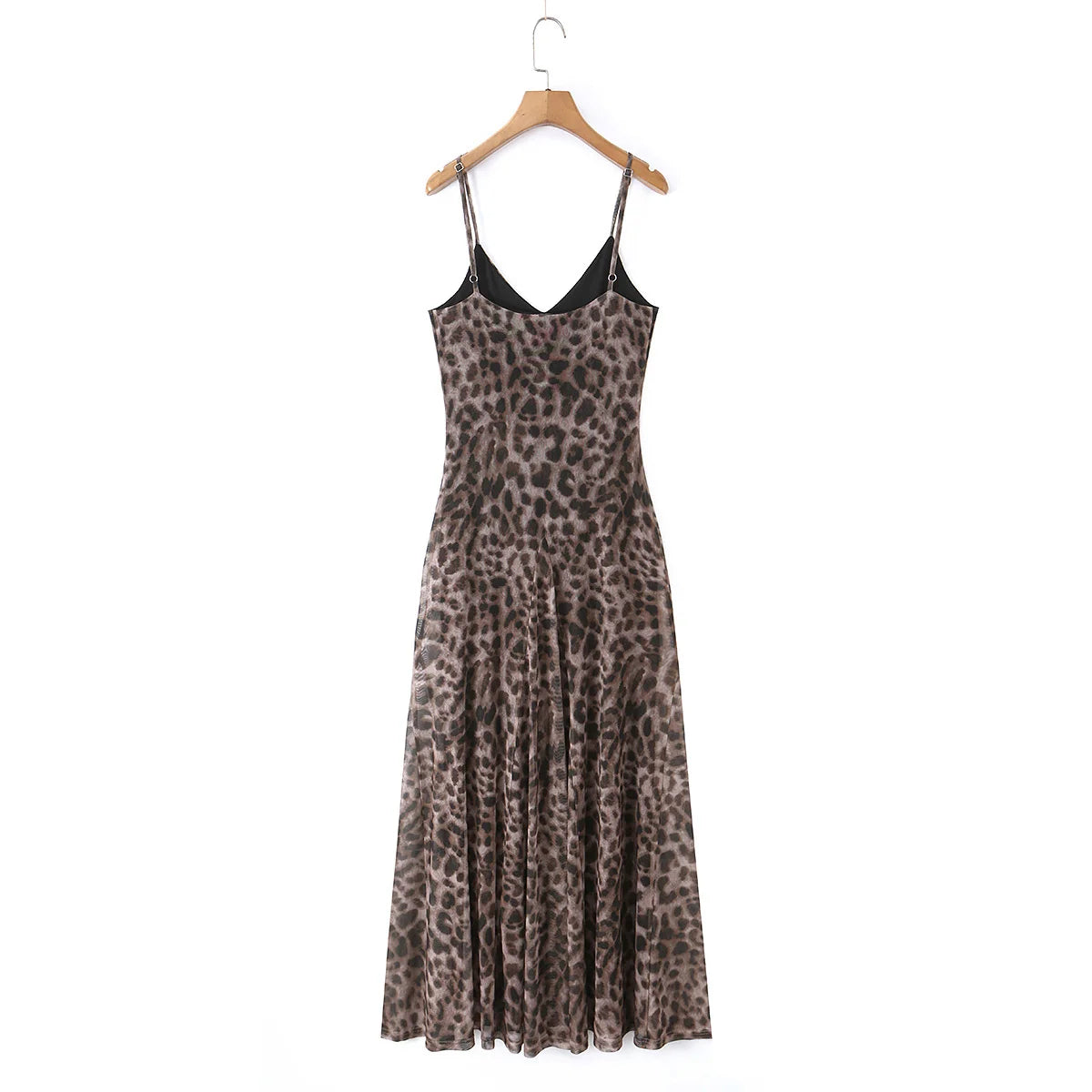 Vintage Chic Leopard Printed Sling Vestido Women Casual Backless Pleated Loose Fit Fold Spaghetti Strap Dress Vacation Beachwear