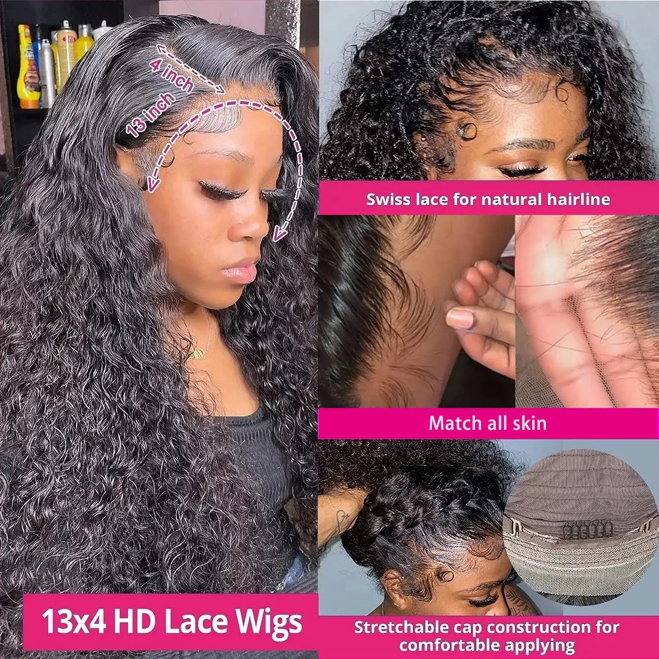 34 Inch 13x4 Hd Transparent Water Wave Lace Front Wig 4x4 Lace Closure Wig Wet And Wavy Curly Human Hair 13x6 Lace Frontal Wigs
