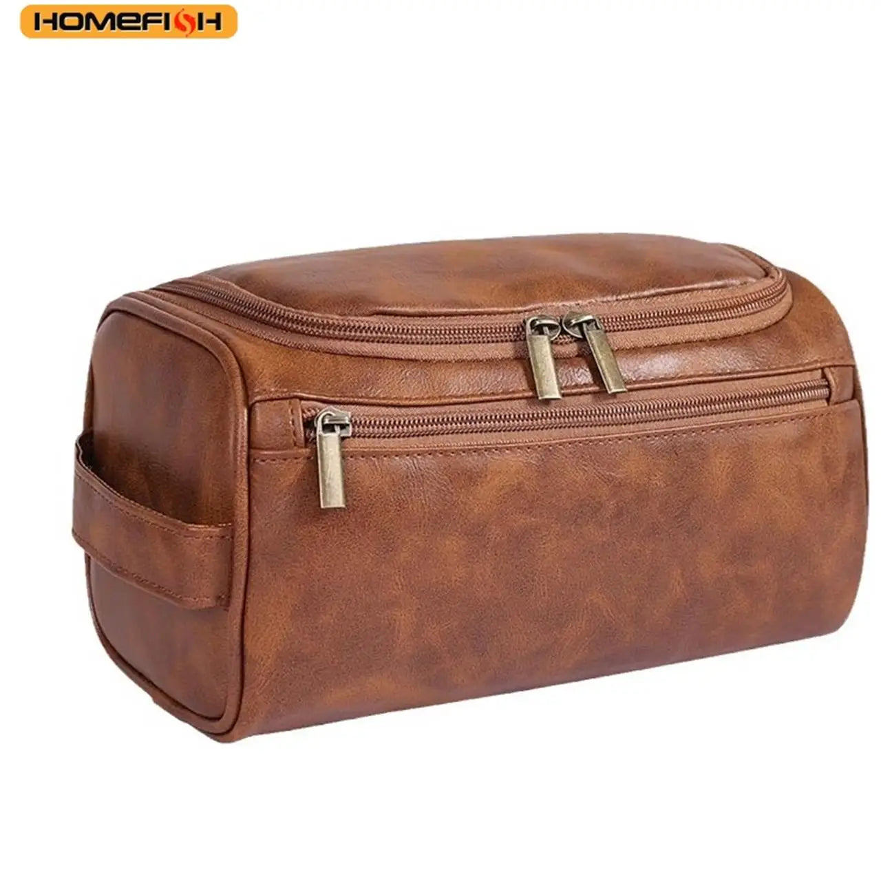 HOMEFISH Men PU Vintage Luxury Toiletry Bag Travel Necessary Business Cosmetic Makeup Cases Male Hanging Storage Organizer Wash
