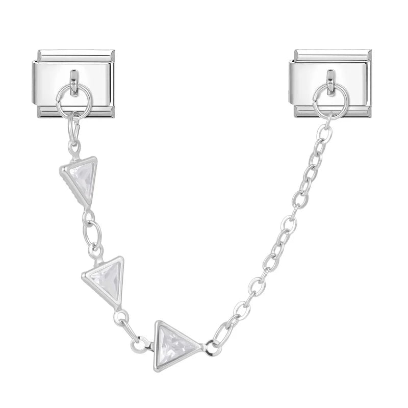 Star Butterfly Heart Zircon Round Pearls Tassel Chain Italian Charm Links Fit 9mm Bracelet Stainless Steel Women DIY Making Gift