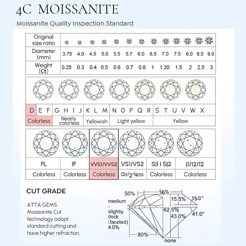 Promotion Moissanite Earrings for Women Pass Diamond Test Pen 100%  With Certificate Ear Studs 925 Sterling Silver Fine Jewelry