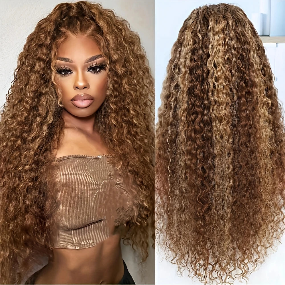 30 Inches Highlight Ombre Lace Front Wig Brazilian Honey Blonde Human Hair 13x4 Hd 4/27 Deep Wave 13x6 Lace Frontal Wigs 4x4 Wig