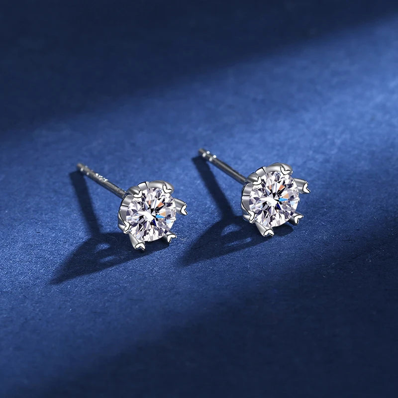 Promotion Moissanite Earrings for Women Pass Diamond Test Pen 100%  With Certificate Ear Studs 925 Sterling Silver Fine Jewelry