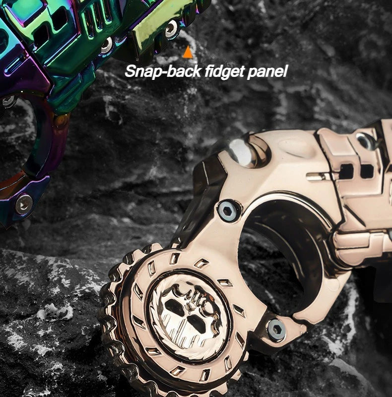 Alloy Launcher Shell-Ejecting Toy Gun Set Portable Stress Relief Sensory Fidget Toy Finger Spinning Top Desk Gadget Boys Gift