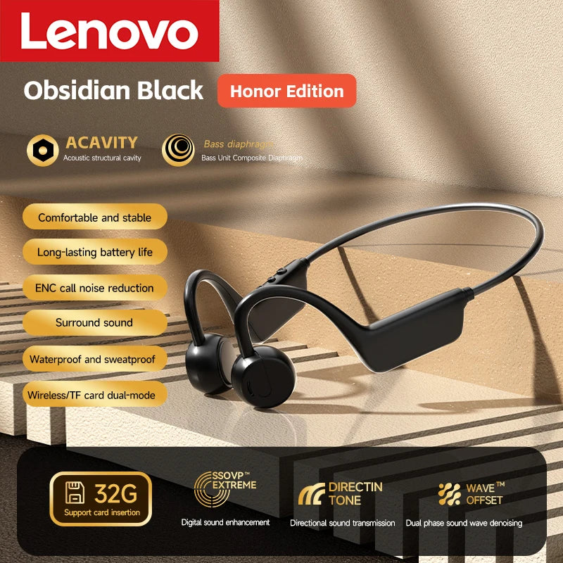 Lenovo Bone Conduction Headset Wireless Swimming Sports Headphone IPX8 Bluetooth 5.4 With Mic Waterproof Exercise Fitness 2026