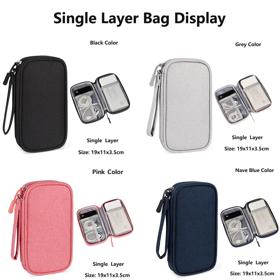 Data Cable Storage Bag Waterproof Travel Organizer Bag Portable Carry Case Layers Storage Bag for Cable Cord USB Charger