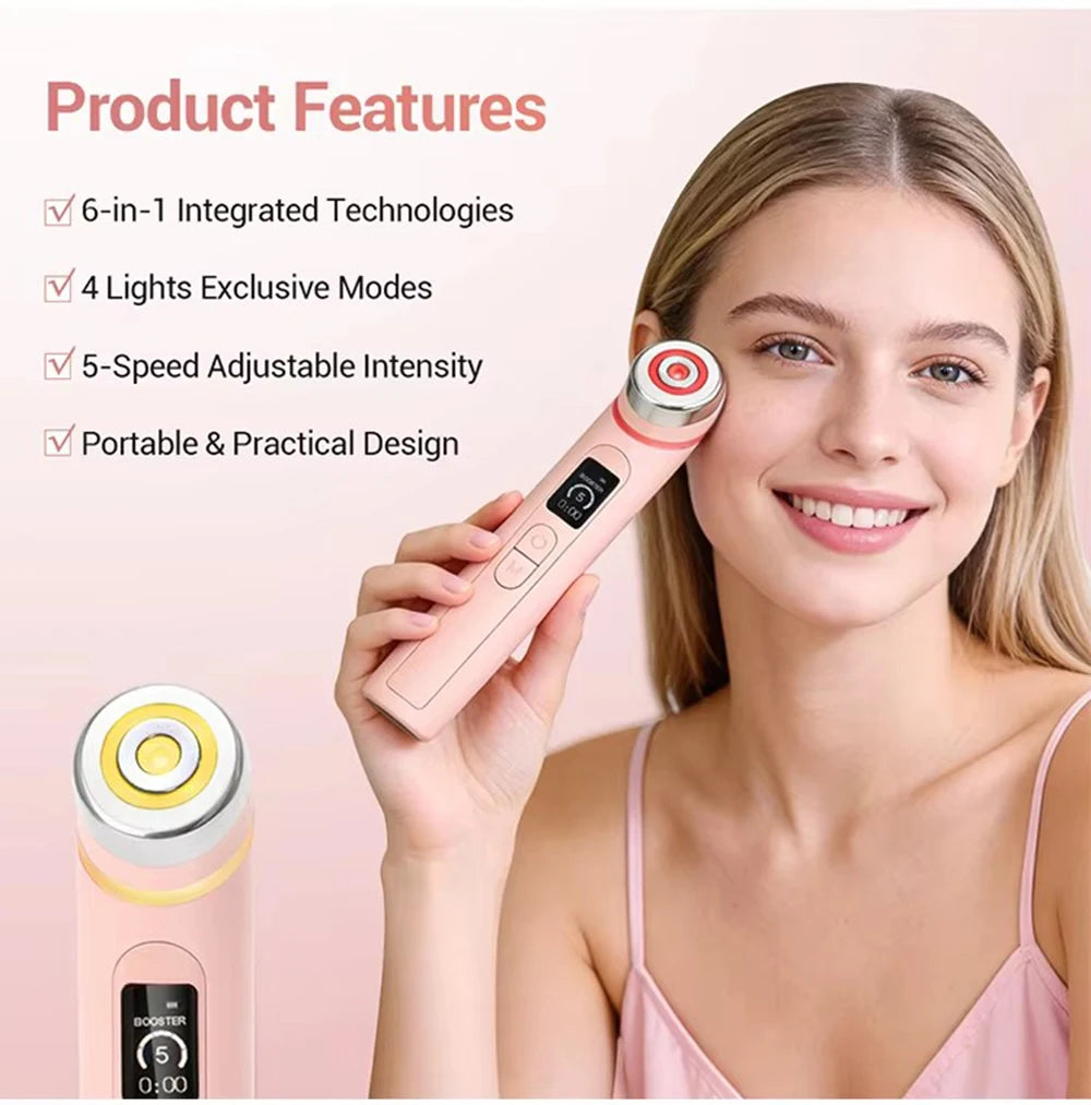 Multi Functional Four-Color Beauty Device, With 4 Modes Enhanced Absorption, Radiance, Elasticity, Facial Contouring,with 4 Mod