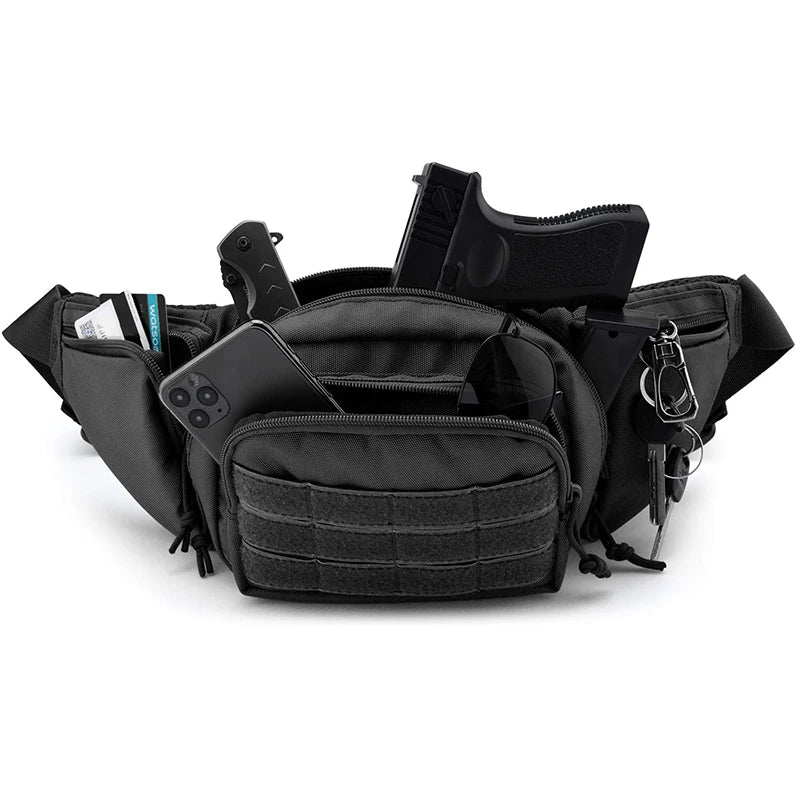 Outdoor MOLLE Fanny Pack, Gun Holster for Multiple Models, Compact & Secure Fit for Utility Accessories