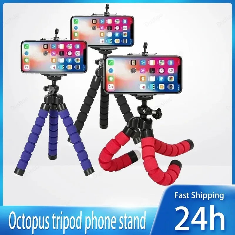 Tripods Tripod For Phone Mobile Camera Holder Clip Smartphone Monopod Tripe Stand Sponge Octopus Mini Tripod Stativ For Phone