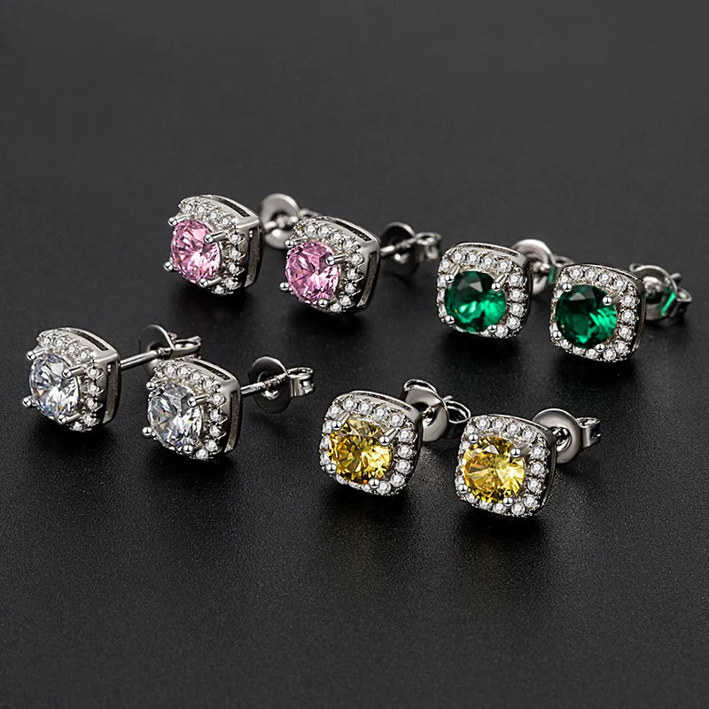 Promotion Moissanite Earrings for Women Pass Diamond Test Pen 100%  With Certificate Ear Studs 925 Sterling Silver Fine Jewelry