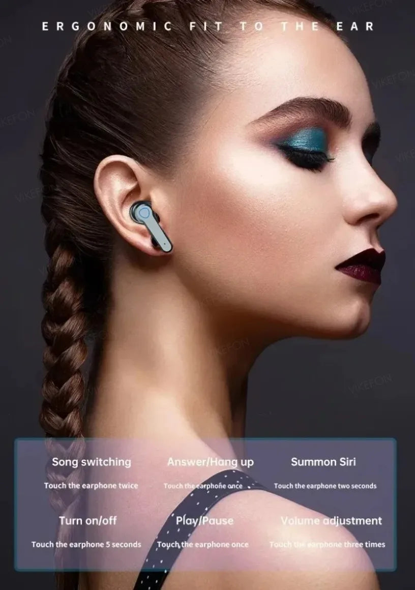 New M19 TWS Bluetooth Headphones 9D High Fidelity Wireless Headphones Touch IPX7 Waterproof Digital Display Headphones