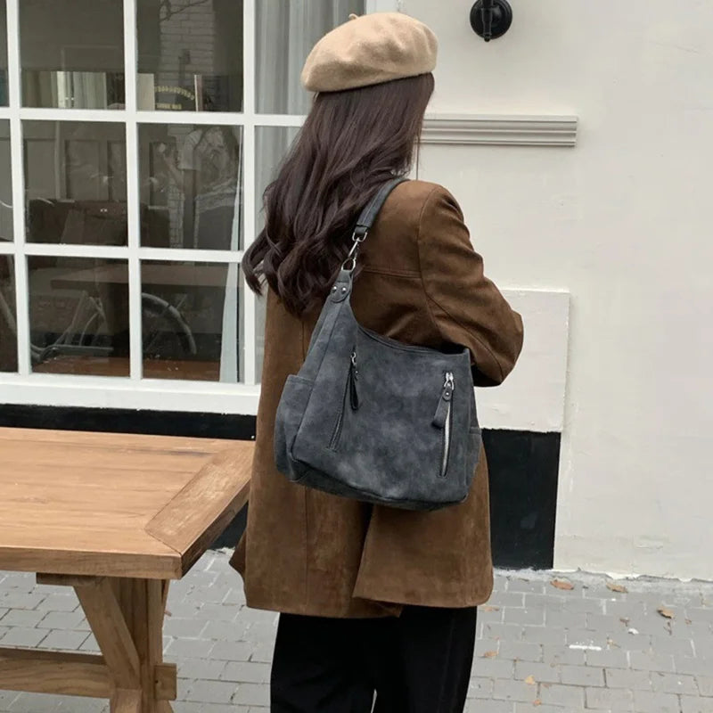 Women Crossbody Bag Luxury Designer Oblique Cross Single Shoulder bag Large Capacity Handbags Retro Matte PU Leather Hobos purse