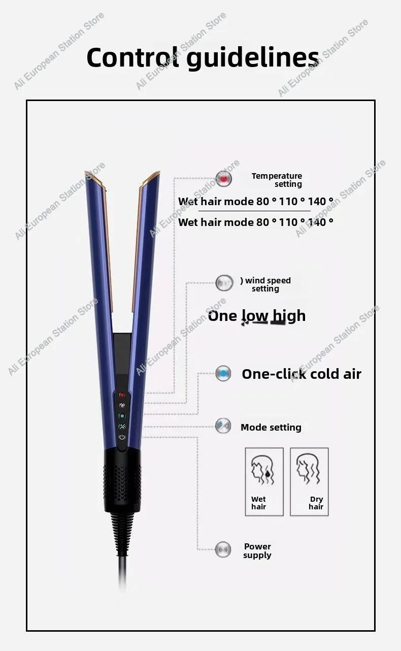 2in1 Professional Hair Straightener Curling Hair Dryer 110000 RPM Dry Air Anion Portable Wet & Dry Straightener HT01 For Dysons
