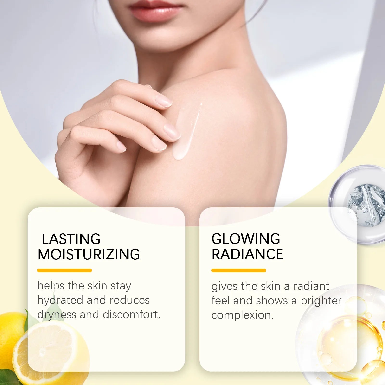 Eelhoe Fresh Lemon Skin Moisturizing Lotion Improve Elasticity Reduce Sagging Keep Brighten Hydrating Dry Body Nourishing Cream