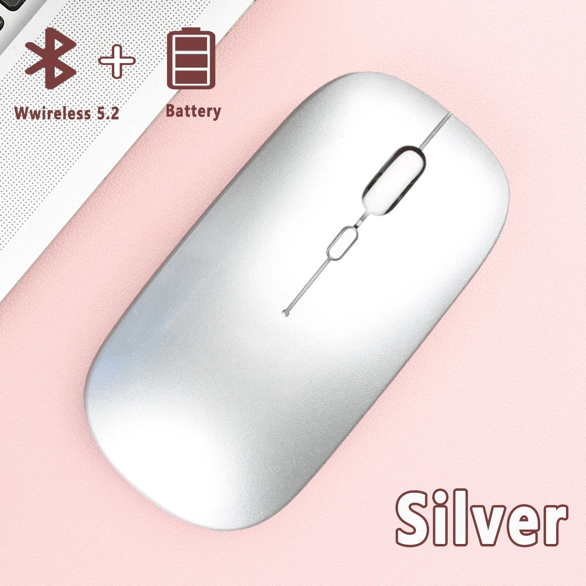Bluetooth 5.0 Wireless Mouse Ultra Slim Portable Silent Ergonomic for Laptop Tablet PC MacBook Phone Adjustable DPI Ergonomic