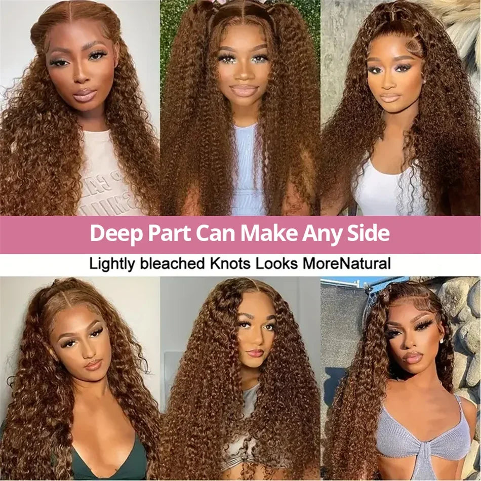 Chocolate Brown 13x6 HD Lace Front Wigs Human Hair Wigs 13x4 Deep Curly Human Hair Wigs Deep Wave 30 Inch Lace Frontal Wig