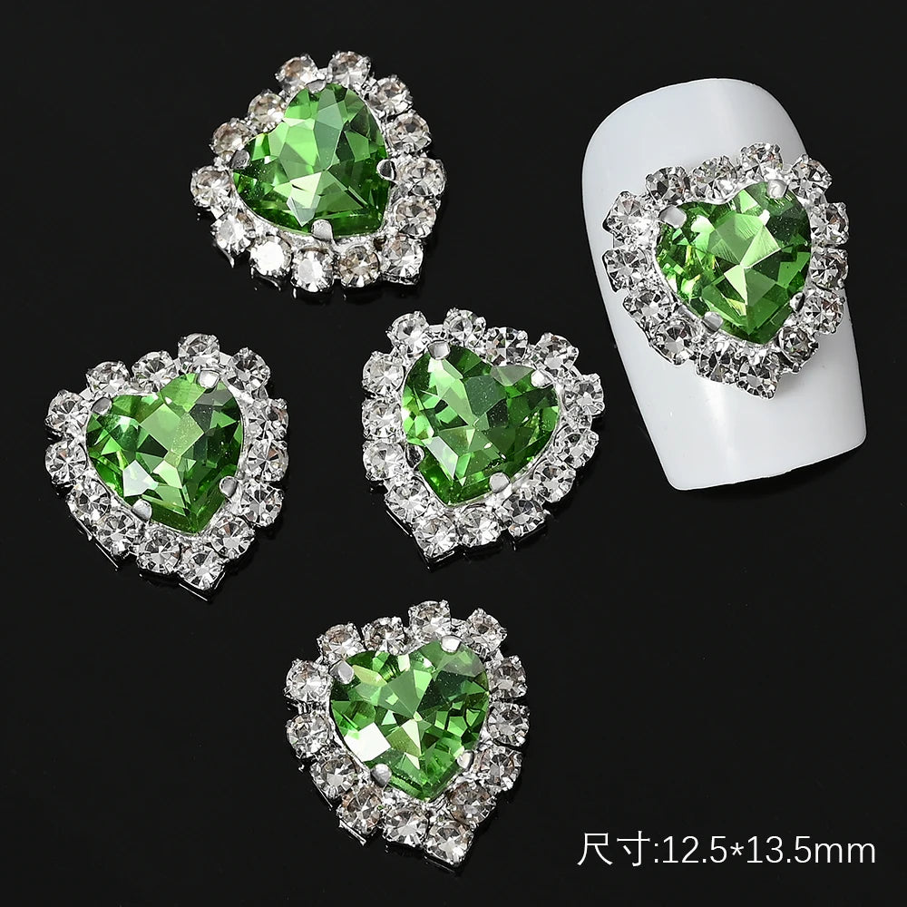 5/10pc Luxury Crystal Pink Heart Nail Art Charm 3D Love Shape Nail Rhinestones Diamond Shine Valentine's Day Manicure Decoration