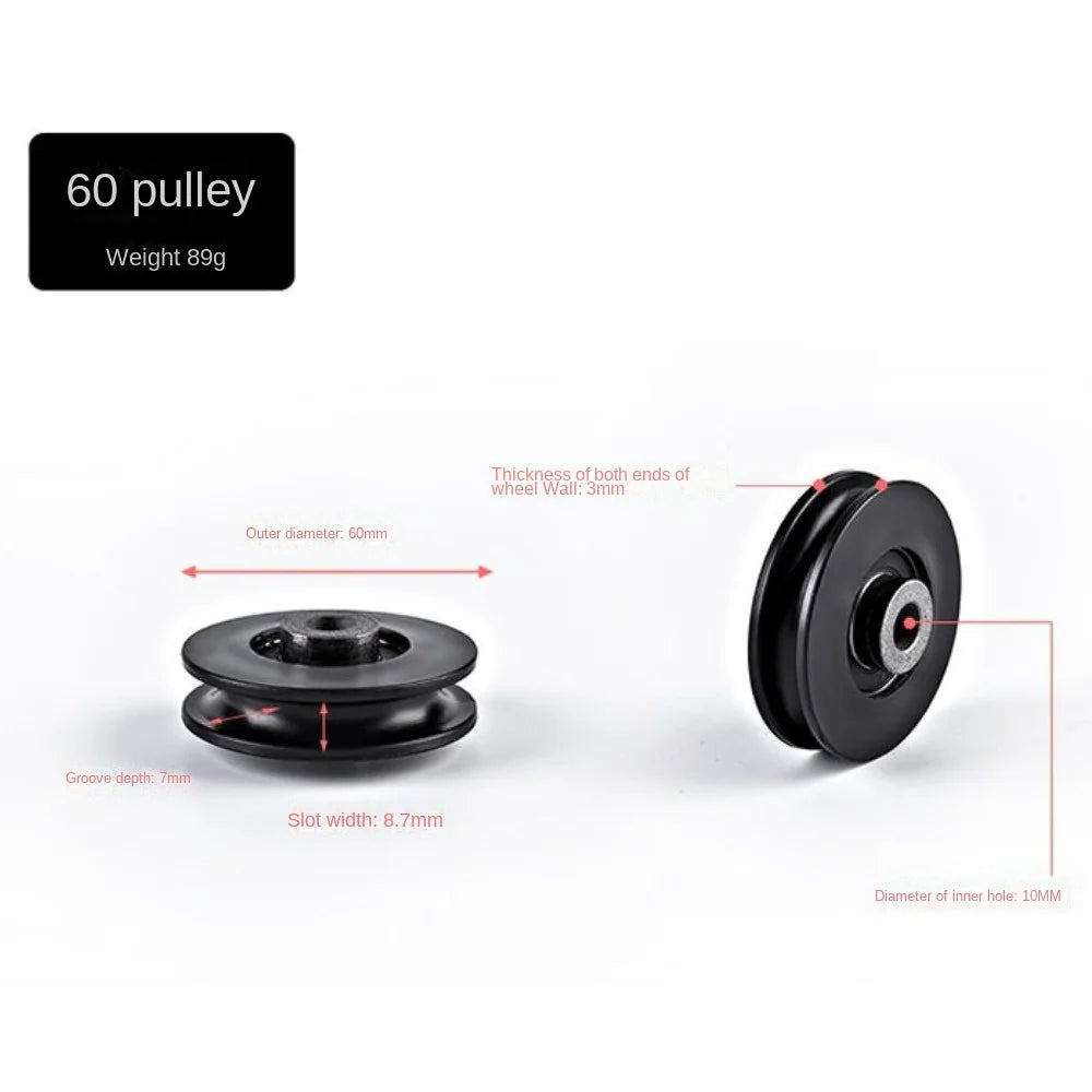 Fitness Equipment Parts Pulley Wheel Cable Machine Part Black Nylon Pulley Good Wear Resistance Light Weight Nylon Bearing