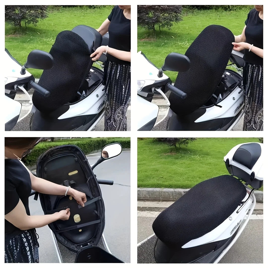 Summer Cool 3D Mesh Motorcycle Seat Cover Breathable Scooter Seat Covers Cushion Anti-Slip cover Grid Protection pad